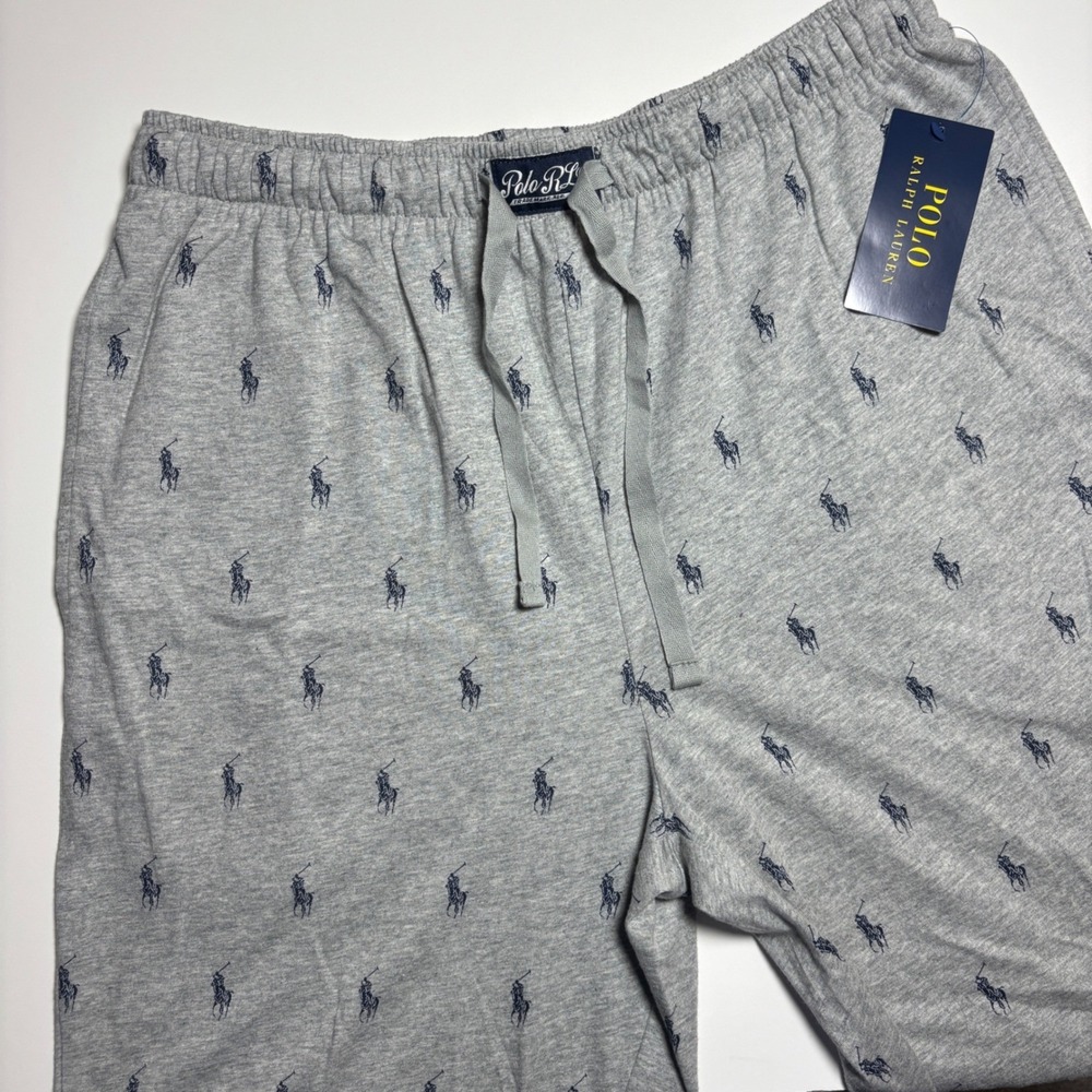 New Polo Ralph Lauren Pajama Pants Mens M Gray Pony Logo Sleep Joggers Cozy